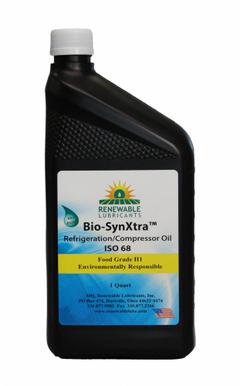 RENEWABLE LUBRICANTS Compressor Oil: 1 qt, Bottle, 68 ISO Viscosity Grade, 156 Viscosity Index (MPN 87851). Key specifications — attr59744: 156; attr59746: 68; attr59736: Yes; attr59735: Bottle; attr59738: Bio-SynXtra FG.