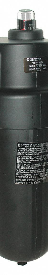 NORGREN Oil Removal Filter: 0.01 micron, 1 in PTF, 125 cfm, 250 psi Max Op Pressure, Aluminum Bowl (MPN F46-801-A0DA). Key specifications — attr241482: No; attr110918: Yes; attr110926: Aluminum; attr110904: NORGREN.