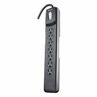 WOODS Surge Protector: 7 Outlets, 10 ft Cord Lg, 1,440 J Rated Energy, 15 A Current, Black, 5-15P (MPN 41496). Key specifications — Brand: WOODS; Mounting Style: Non Mounting.