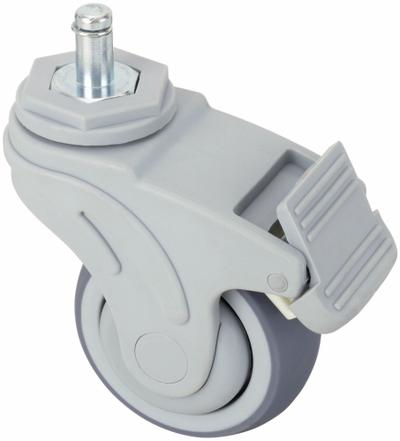 APPROVED VENDOR Stem Caster: Swivel, Total Lock, 3 in Wheel Dia., 1 1/4 in Wheel Wd, Rubber - Maintenance-Free Friction-Ring Stem Casters for Medical Equipment