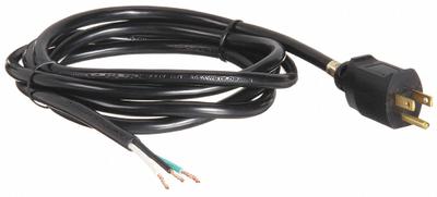 APPROVED VENDOR Power Cord: 8 ft Lg, 3/16, 5-15P Plug, Bare Wire Receptacle, SJT, PVC - General Purpose Power Cords