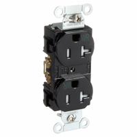 HUBBELL Receptacle: Duplex, 5-20, Black, 125V AC, 20 A, 2 Pole / 3 Wire (MPN BR20BLKWRTR)