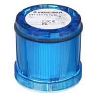 WERMA Tower Light Module: Flashing/Steady, 24V AC/24V DC, Blue, 70 mm Overall Dia, 66 mm Overall Ht (MPN 64751075). Key specifications — Brand: WERMA; Compatible with Series: KombiSIGN 72; Lens Color: Blue; Operating Voltage: 24V AC; Manufacturer Part Number: 64751075.