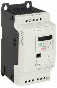 EATON Variable Frequency Drive: In Phase Three, Out Phase Three, 3 hp, 5.8 A Output Current - Max (MPN DC1-345D8NB-A20CE1). Key specifications — Style: Compact; Color: White; Output Phase: Three.