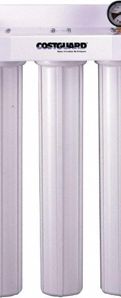 EVERPURE Water Filtration System: 4 gpm, FNPT, 25 in Overall Ht, Carbon, 3 Filters Included (MPN EV910050-75). Key specifications — Brand: EVERPURE; Reduces: Chlorine; Filter Media: Carbon.