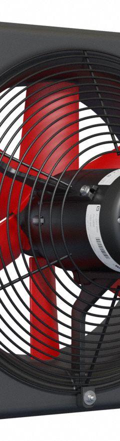 Exhaust Fan: Direct Drive, 14 in Blade, 1/8 hp, 2,150 cfm, 240V AC, 1 ph, Totally Enclosed (MPN V4E35K3M71100). Key specifications — Assembled: Assembled; Brand: MULTIFAN; Nameplate Voltage: 240V AC; Frame Material: Fiberglass; Guard Type: Intake; Method of Construction: Cast; Motor Type: Permanent Split Capacitor; Motor Insulation: Class F.