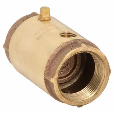 CAMPBELL Spring Check Valve with Taps: Poppet, Inline Valve Body, 1 1/4 in Pipe Size - Lead-Free Brass Poppet Check Valves