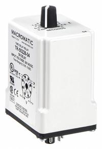 MACROMATIC Single Function Time Delay Relay: Socket Mounted, 24V AC/DC, 10 A, 8 Pins/Terminals (MPN TR-50228-04). Key specifications — Brand: MACROMATIC.