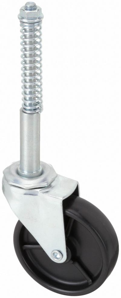 APPROVED VENDOR Stem Caster: Swivel, 3 in Wheel Dia., 7/8 in Wheel Wd, Polyolefin - Extended-Stem Threaded Stem Casters for Ladders