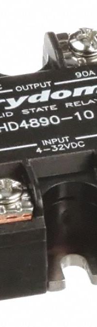 CRYDOM Solid State Relay: Surface Mounted, 90 A Max Output Current, SCR, AC Output (MPN HD4890-10). Key specifications — Brand: CRYDOM; Current Type: AC; Electrical Connection: Screw Clamp; Finger Safe: No; Input Current: 12 mA; Maximum Output Current without Heat Sink: Not Recommended; Mounting Style: Panel; Output Voltage: 48 to 530V AC.