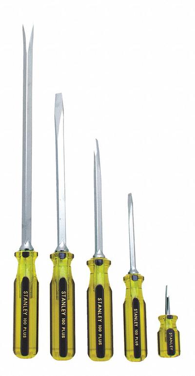 STANLEY Magnetized Tip Screwdriver Set: 1-10 Pieces, 5 Pieces, Slotted/Square Tip - General Purpose Screwdriver Sets