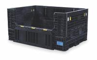 ORBIS Collapsible Bulk Container: 46 cu ft, 70 in x 48 in x 34 in, Lid Not Included, 4-Way Entry (MPN HDR7048-34 Blk). Key specifications — Brand: ORBIS; Stackable: Stacking Capable; Shape: Rectangular; Fork Entry: 4-Way Entry; Container Wall Type: Solid; Mobility: Stationary; Collapsible: Collapsible; Fork Pockets: Fork Pockets Included.