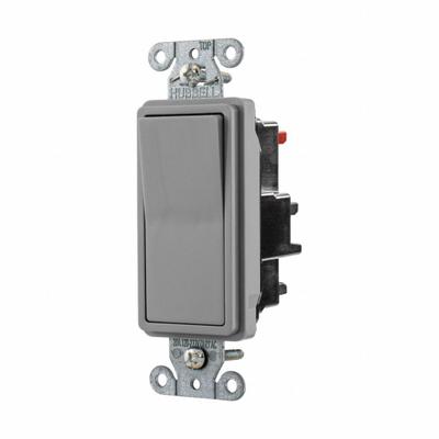 HUBBELL Wall Switch: Rocker Switch, Single Pole, Maintained, Gray, 120/277V AC - Rocker Wall Switches