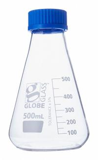GLOBE SCIENTIFIC Erlenmeyer Flask: 500 mL, Colorless, Conical, A, Includes Closure (MPN 8420500). Key specifications — Shape: Conical; Body Color: Colorless; Brand: GLOBE SCIENTIFIC; USP Specification: Type I.