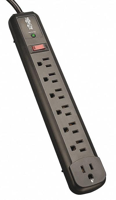 TRIPP LITE Outlet Strip: 7 Outlets, 4 ft Cord Lg, 540 J Rated Energy, 15 A Current - General Purpose Surge Protectors