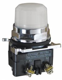 EATON Pilot Light: 30 mm Panel Mounting Size, White, LED, 120 V AC/DC Max Volt Rating (Supply) (MPN 10250T181LWP06). Key specifications — Series: 10250T; Brand: EATON; Includes Push-To-Test: No Push-To-Test Included.