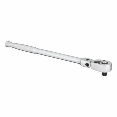 WESTWARD Hand Ratchet: Pear, Reversible, 9 1/2 in Overall Lg, Chrome - Flex-Head Ratchets