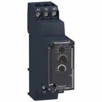 SCHNEIDER Time Delay Relay: DIN-Rail Mounted, 24 to 240V AC/DC, 5 A, 6 Pins/Terminals (MPN RE22R1MKMR). Key specifications — Delay Function: Pulse On De-Energization; Input Voltage: 24 to 240V AC/DC; Brand: SCHNEIDER.