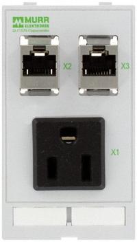 MURRELEKTRONIK Combination Insert: RJ45 Cat5E, NEMA 1-15, 125 V AC Socket Volt Rating, 51 mm x 88 mm (MPN 4000-68000-4060000). Key specifications — Brand: MURRELEKTRONIK; Socket Configuration: NEMA 1-15; Data Port Configuration: (2) RJ45 8-Pole Metal CAT5e Female-to-Female; Insert Design: Data & Power Insert.