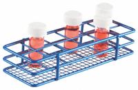Tube Rack: 2 1/2 in Overall Wd, 6 1/2 in Overall Ht, Wire, Blue, (12) Wells, 12 Compartments (MPN 120085). Key specifications — Material: Wire; Mounting Location: Benchtop; Color: Blue; Product Type: Test Tube Rack; Total Holding Capacity: (12) Wells; Brand: HEATHROW SCIENTIFIC.