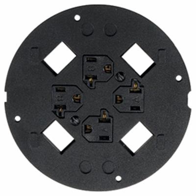 HUBBELL WIRING DEVICE-KELLEMS Floor Subplate: Round, Black, Cast Aluminum - Aluminum Electrical Floor Box Covers