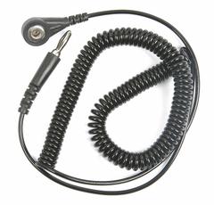 APPROVED VENDOR Static Control Cord, Straight: 10 ft Cord Lg, 1 megaohm Resist Rating - Max, Snap (MPN 4ECV5). Key specifications — Cord Shape: Coiled; Plug Connection: Straight Banana Plug; Cord Construction: Single-Wire; Brand: APPROVED VENDOR.