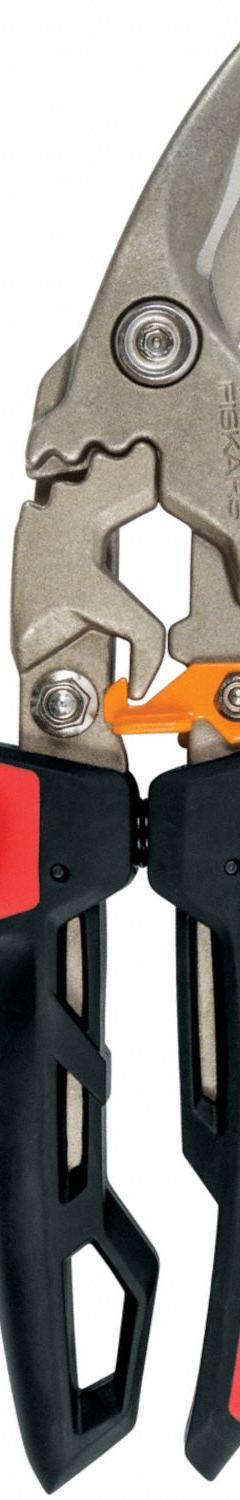 FISKARS Aviation Snips: Left, 9 3/4 in Overall Lg, 1 1/2 in Cutting Lg, Steel, SoftGrip, Steel (MPN 710620-1002). Key specifications — attr308531: SoftGrip; attr308530: Steel; attr308532: Steel; attr308533: Yes; attr308535: Metal; attr308541: 18 ga (Cold Rolled Steel); attr308546: Left; attr324897: FISKARS.