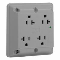 LEVITON Straight Blade Receptacle: Quad, 5-20, Gray, 125V AC, 20 A, 2 Pole / 3 Wire (MPN 5490-GY)