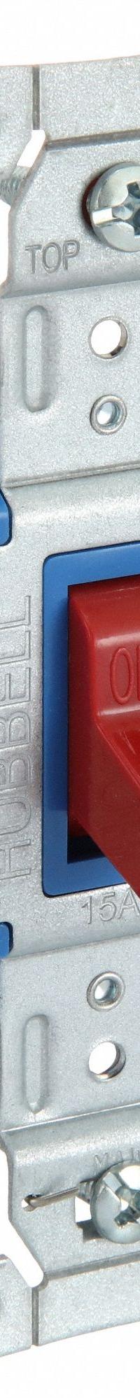 HUBBELL Wall Switch: Toggle Switch, Single Pole, Maintained, Red, 120/277V AC, 15 A (MPN SNAP1201ILRNA). Key specifications — Illuminated: Yes; Voltage Rating: 120/277V AC.
