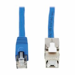 EATON TRIPP LITE Ethernet Cable: Unshielded, Cat 6, 1.5 ft Overall Lg, PVC, Round, 1, Blue, Riser (MPN N237-F18N-WHSH). Key specifications — End 1 Connection Type: RJ45; End 2 Connection Type: RJ45; Fire Rating: Riser; Jacket Material: PVC; NEC Article and Type: CMR; Standards: RoHS Compliant; End 1 Connector Orientation: Straight; End 2 Connector Orientation: Straight.