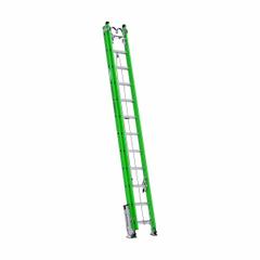 WERNER Extension Ladder: 28 ft Ladder Size, Fiberglass, 375 lb Load Capacity, 63 lb Wt, 2 Sections (MPN B7128-2X9295). Key specifications — attr1049495: Green; attr1049493: WERNER; attr1049496: Mar-Resistant End Caps; attr1049511: Removable.