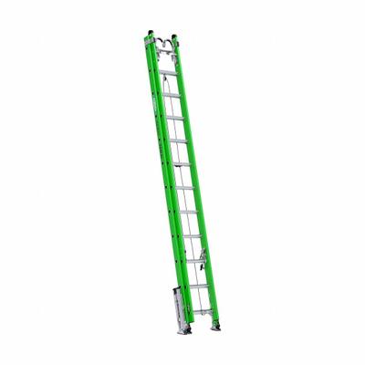 WERNER Extension Ladder: 28 ft Ladder Size, Fiberglass, 375 lb Load Capacity, 63 lb Wt - Safety Line Equipped Non-Conductive Fiberglass Extension Ladders