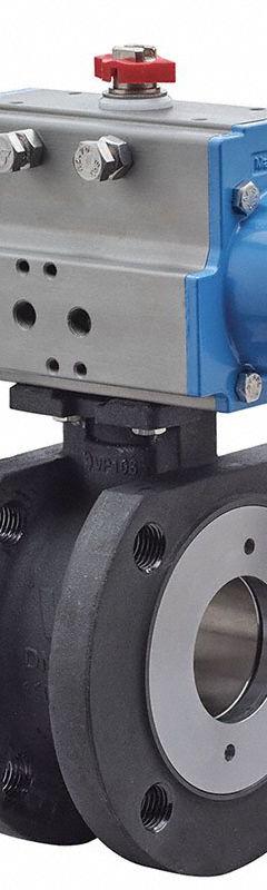 BONOMI Pneumatically Actuated Two-Way Ball Valve: 3 in Size, Carbon Steel, Flange x Flange (MPN 8P724103-3-C2). Key specifications — Brand: BONOMI; Pilot Solenoid Voltage: 24V DC.