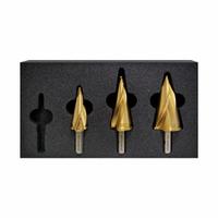 HOLEMAKER TECHNOLOGY Step Drill Bit Set: 3 Pc, 5/16" to 1-1/4", TiN-Coated HSS, 135° Point (MPN 505050-SET1). Key specifications — attr1239018: HOLEMAKER TECHNOLOGY; attr1239053: Impact Rated; attr1239061: 5/16 in to 1-1/4 in.