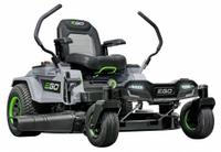 EGO Battery-Powered Riding Lawn Mower Kit: Riding, POWER+, Yard up to 3 acre, Rear-Wheel Drive (MPN ZT4204L). Key specifications — Brand: EGO; Deck Material: Steel; Battery Capacity: 10.0 Ah.