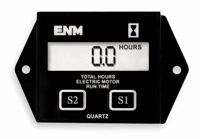 ENM Hour Meter: Hour Meters, Front Panel Mounting, Digital, 1 7/8 in x 2 7/8 in