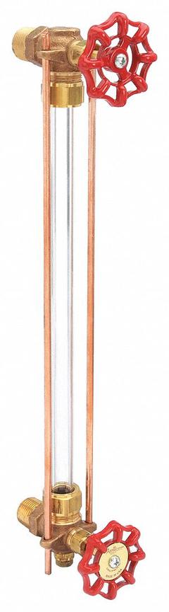 APOLLO Water Gauge: Bronze, 5/8 in Gauge Glass Dia, 12 in Gauge Glass Lg, 350°F Max. Media Temp, NPT (MPN 2010500). Key specifications — Valve Type: Needle Drain; Brand: APOLLO; Stem Packing Material: TFE; Gasket Material: EPDM.