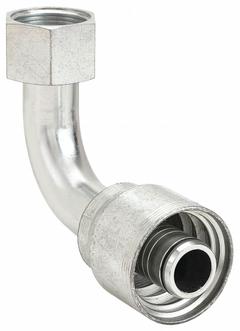AEROQUIP Hydraulic Crimp Fitting: Steel x Steel, 90° Elbow, -8 For Hose Dash Size, ORS x Crimp (MPN 4SA8FRB8). Key specifications — Fitting Gender: Female x Genderless; Fitting Connection Type: ORS x Crimp; For Hose Dash Size: -8; Thread Size: 13/16"-16; Brand: AEROQUIP.