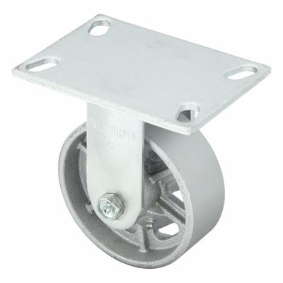 ALBION Plate Caster: Rigid, No Brake, Iron, 5 in Wheel Dia, 2 in Wheel Wd - Medium-Duty Plate Casters