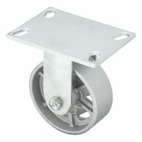 ALBION Plate Caster: Rigid, No Brake, Iron, 5 in Wheel Dia, 2 in Wheel Wd, 6 1/2 in Mounting Ht (MPN 62CA05201R). Key specifications — Wheel Bearing Type: Roller; Brand: ALBION; Caster Type: Rigid.
