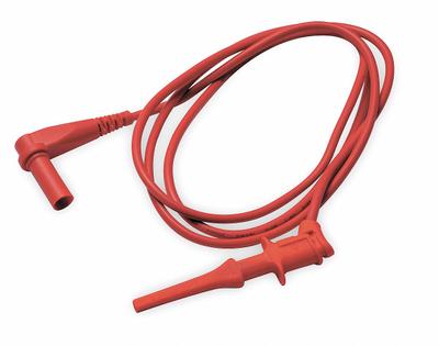 APPROVED VENDOR Test Leads: CAT II 300V, Hook Clip, Right Shrouded Plug - Test Leads with Clips