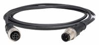 Cordset: M12 Male Straight X M12 Female Straight, 3 Pins, Black, PUR, 2 m Cable Lg, 22 AWG Wire Size (MPN XZCR1511040A2). Key specifications — Cable Jacket Color: Black; End 1 Gender: Male; End 1 Mounting Orientation: Straight; End 2 Gender: Female; End 2 Mounting Orientation: Straight; End 2 Connection Type: M12; IP Rating: IP69K; Brand: TELEMECANIQUE SENSORS.
