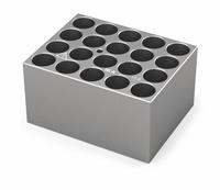 IKA Dry Block: Anodized Aluminum, 3 3/4 in Overall Wd, 3 in Overall Lg, 20 Wells, 15 3/4 mm Well Dia (MPN 4469600). Key specifications — Product Type: Dry Block Heater; Includes Thermometer Well: Yes; Material: Anodized Aluminum; Brand: IKA.