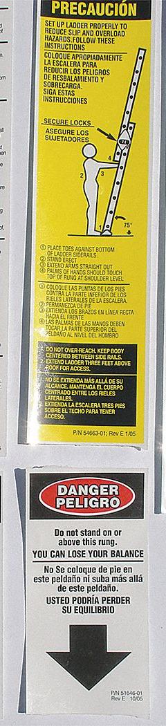 WERNER AL Extension Ladder Safety and Instructions Labels: Fits Werner Brand (MPN LAE100). Key specifications — For Use With Grainger Item Number: 4XN96; For Use With Mfr. Model Number: D548-2; Fits Brand: Werner; Product Type: AL Extension Ladder Safety and Instructions Labels; Brand: WERNER.