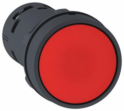 SCHNEIDER Flush Push Button: Red, 22 mm Mounting Size, Non-Metallic - Flush-Mount & Recessed Push-Button Operators