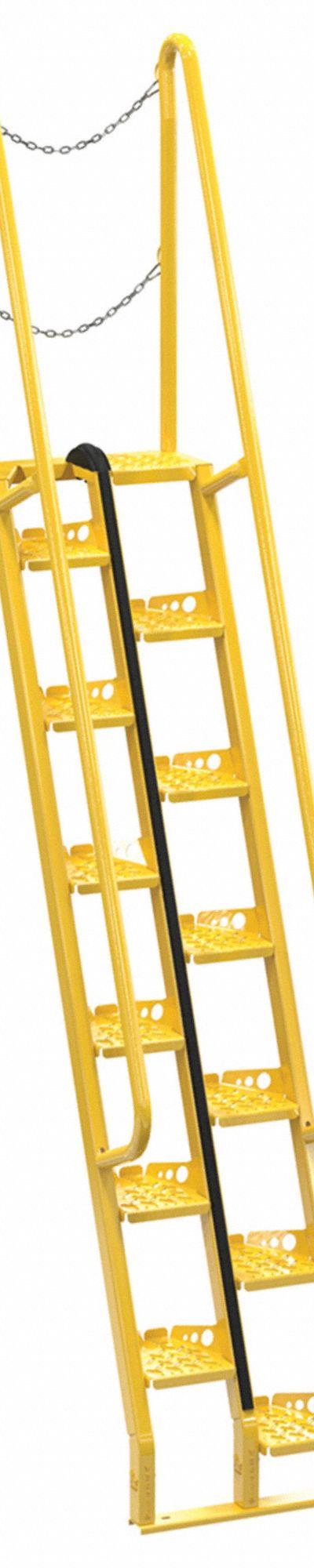 VESTIL Alternating Tread Stairs: 11.5 ft Overall Ht - Space-Saving Alternating-Tread Steel Stairs