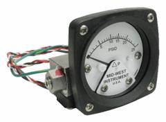 MIDWEST INSTRUMENT Differential Pressure Gauge & Switch: Back, 1/4 in NPT Female, 120, 2 1/2 in Dial (MPN 120SA-00-O-AA-25P). Key specifications — Sensor Type: Piston; Series: 120; Housing Material: 316 Stainless Steel; Certificate of Calibration: Not Included; Gauge Accuracy: ±3-2-3%.