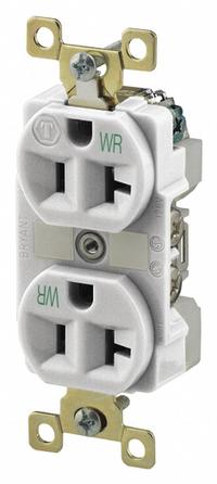 BRYANT Receptacle: Duplex, 5-20, White, 125V AC, 20 A, 2 Pole / 3 Wire (MPN BRY5362WWR)