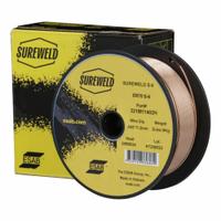 ESAB MIG Welding Wire: Manganese/Silicon, ER70S-6 H4, 0.035 in, 11 lb, Plastic Spool, Sureweld 70S6 (MPN 321M00911H). Key specifications — Series: Sureweld 70S6; Brand: ESAB; Spool Type: Plastic Spool; Tensile Strength (As Welded) (Merch): 95 ksi; Yield Strength (As Welded) (Merch): 81 ksi.