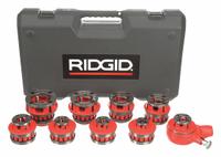 RIDGID Manual Pipe Threader: Pipe Threading, 9 Die Heads, NPT, 1/8 in Compatible Min Pipe Size (MPN 12-R). Key specifications — attr510765: Pipe Threading; attr510761: Right Hand; attr510767: Alloy Dies; attr510762: 1/8 in to 2 in; attr473917: RIDGID.
